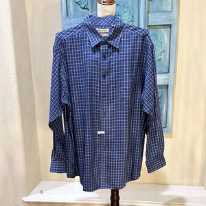 Men's Blue Checkered Casual Button Down Shirt